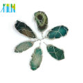 Different Color Freeform Wire Wrapped Agate Slice Pendant Charm For Necklace Jewelry